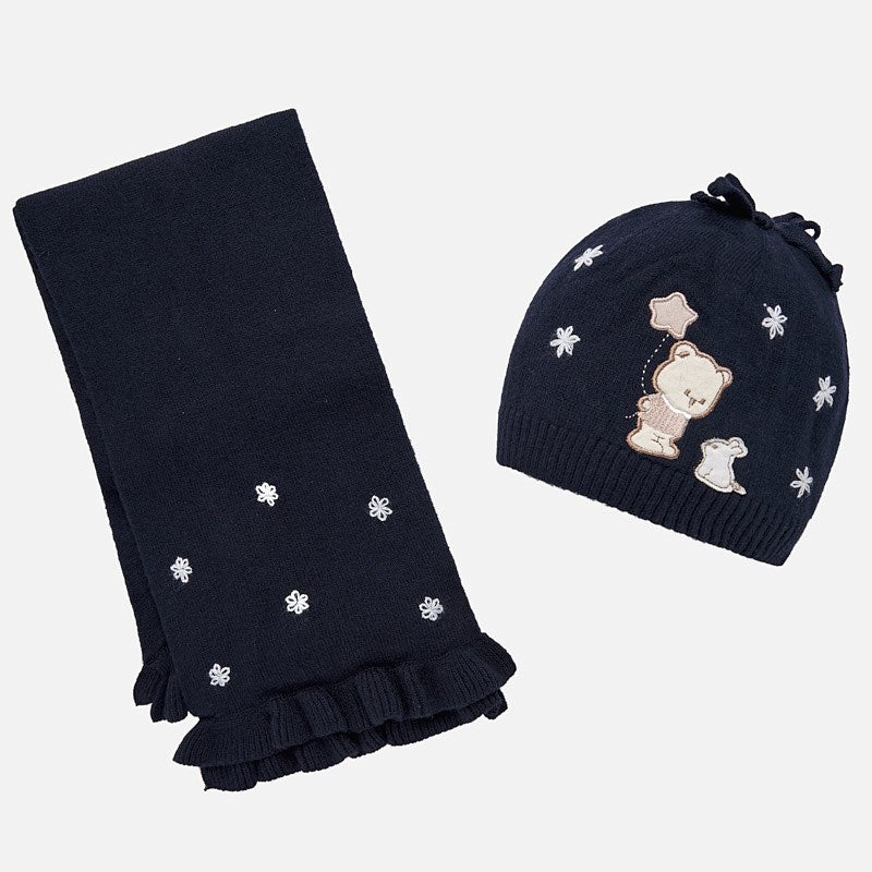 Mayoral Embroidered Hat and Scarf Set