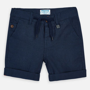 Mayoral Singapore Bermuda Shorts. These casual but fashionable navy shorts are a lovely choice for warmer days, they have an elasticated waistband with adjustable drawstring.