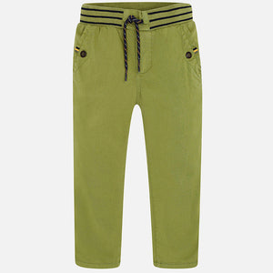Mayoral Singapore Green Pants. These versatile trousers from Mayoral will make a terrific addition to their clothing line-up. Expertly crafted in smooth cotton, they feature an elasticated waistband with a drawstring tie and front and back pockets. Style with a white t-shirt and simple pumps.