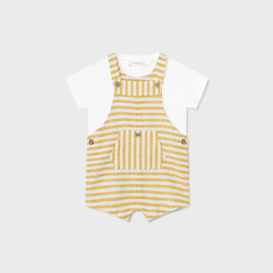 Mayoral Newborn Boy Striped Shortalls & Tshirt Set