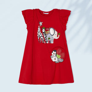 Mayoral Girl Jersey Applique Dress with a Purse